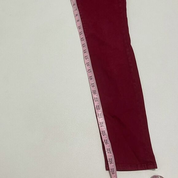 7 For All Mankind Gwenevere Twill Skinny Jeans Bright Burgundy Red Size 28 - Picture 9 of 15